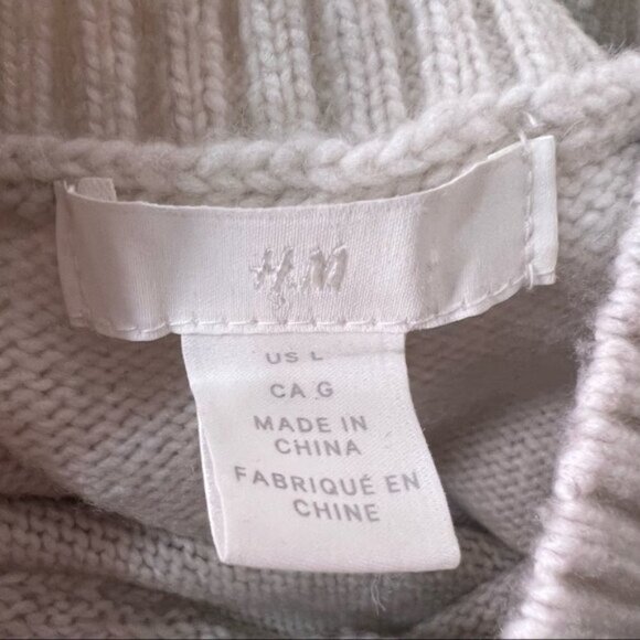 H m Cream Wool Blend Scoop Neck Sweater Size L - Picture 8 of 10